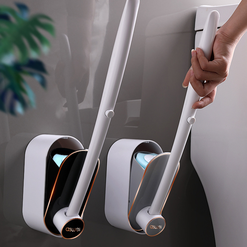 One-time use toilet brush, wall-mounted set-up essential too