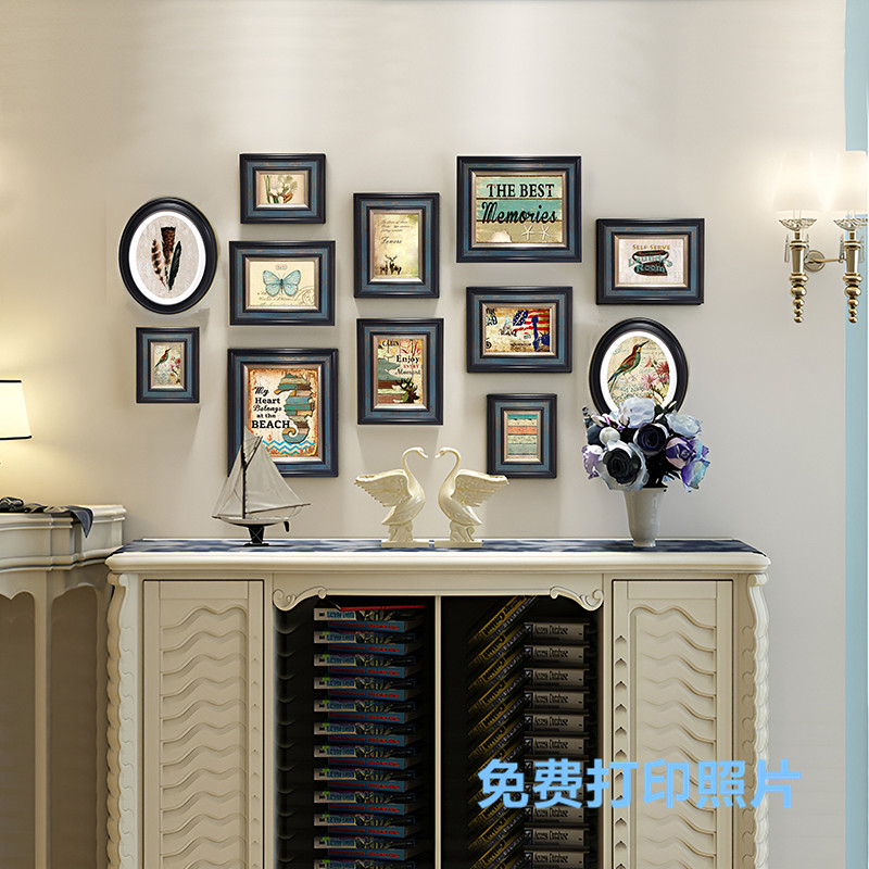 实木复古美式照片墙装饰画希晴