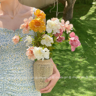 ins复古仿真花轮丰菊车轮菊花艺拍照道具客厅卧室装 饰摆件假花束