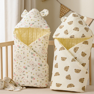 婴儿包被新生春夏初生儿抱被宝宝夏季外出包单纯棉防惊跳秋季襁褓