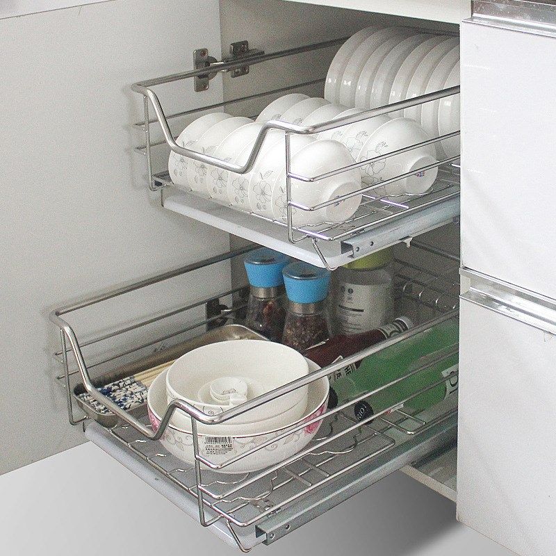SI6K单一层g小柜体碗碟盘架304不锈钢拉篮厨房橱柜调味抽屉开门式,家装主材,拉篮,淘宝优惠券,粉丝福利购,淘宝优惠卷