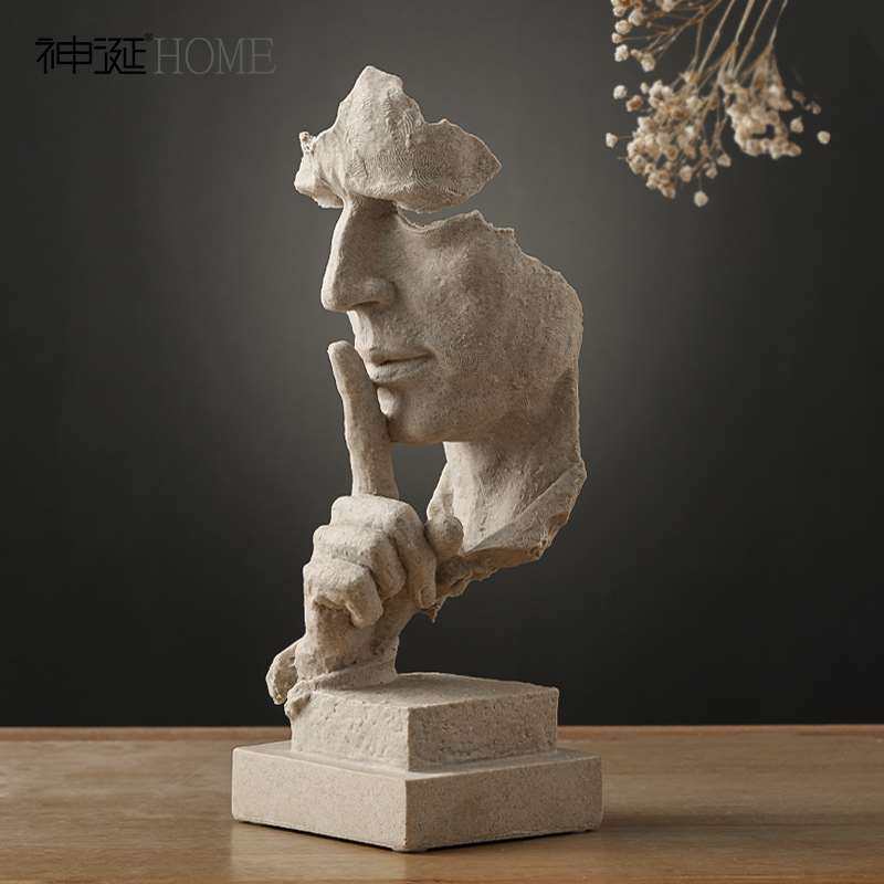 创意雕塑沉默是金工艺品办公室客厅艺术品摆设简约现代装饰品摆件