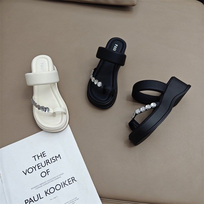 水钻厚底拖鞋女夏外穿套脚凉拖鞋2025新款时尚增高轻便夹趾一字拖,女鞋,一字拖,淘宝优惠券,粉丝福利购,淘宝优惠卷