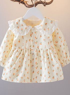 456个月女宝宝春秋洋装婴儿碎z花裙甜美洋派女童1-3岁公主裙韩版