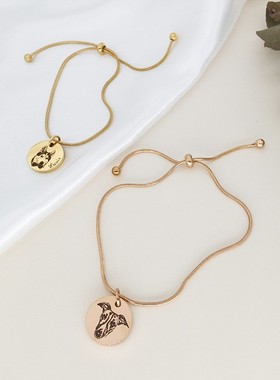 来图定制简约气质宠物猫狗仓鼠照片手链可调节手绳纪念吊坠礼物