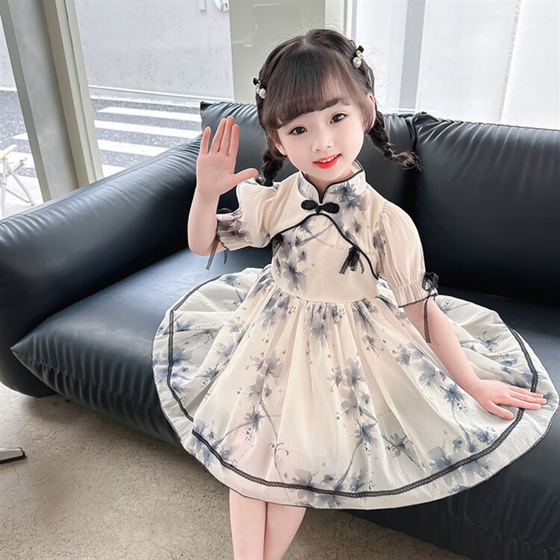 女童汉服春装新款儿童中式复古连衣裙国I风唐装女孩国学古装演出