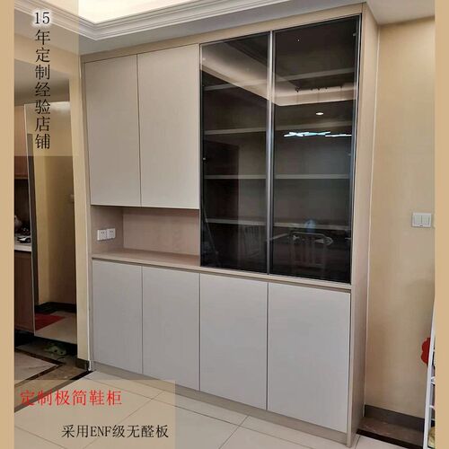 实木定制鞋柜家用门口一体靠墙定做入户大K容量鞋柜进门储物玄关