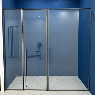 一门两用T字淋浴房卫生间三F分离极窄边框玻璃隔断