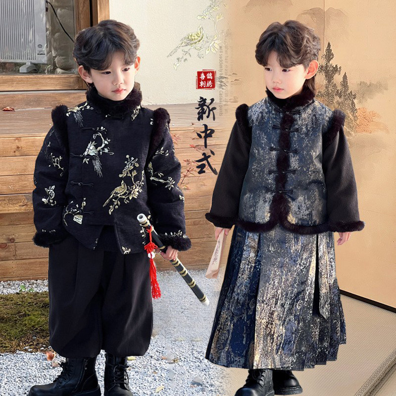 儿童唐装男童新中式马面r裙套装秋冬中国风羽绒服男孩汉服拜年衣,童装/婴儿装/亲子装,唐装,淘宝优惠券,粉丝福利购,淘宝优惠卷