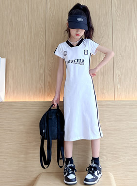 女童夏季连衣裙2025新款童装大童时髦洋气修身长裙小女孩夏天裙子