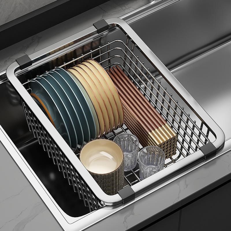 不锈钢水槽沥水篮304沥水碗架厨房置物架碗碟滤水网池洗碗池沥水