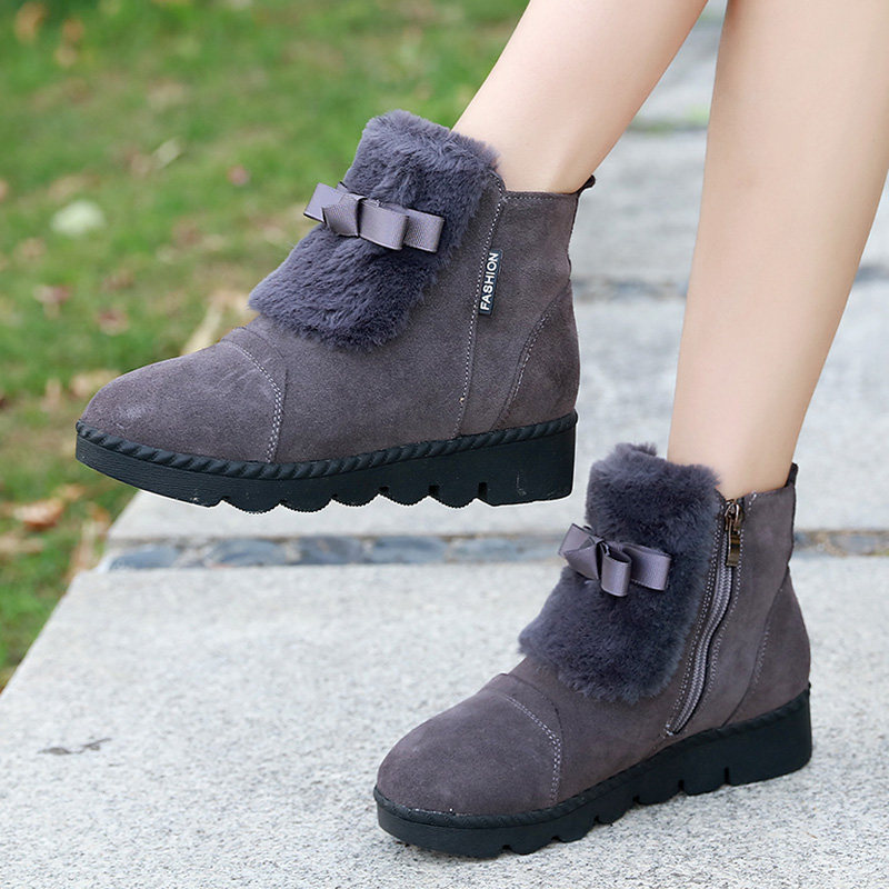 磨砂皮雪地靴女冬季保暖平底短靴加绒加厚底棉鞋大尺码平跟软底棉,女鞋,时尚雪地靴,淘宝优惠券,粉丝福利购,淘宝优惠卷