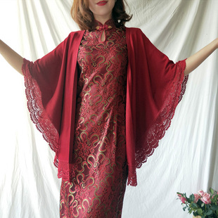 春秋女儿结婚喜庆婚礼妈妈旗袍披肩外搭搭配婚宴礼服外套开衫薄款