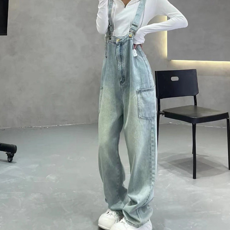 春夏2023新款大码胖妹妹浅色水洗减龄牛仔背带Q裤女宽松连体阔腿,女装/女士精品,大码裤装,淘宝优惠券,粉丝福利购,淘宝优惠卷