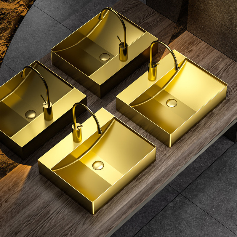 不锈钢洗手盆单盆卫生间台上盆酒店民宿金色洗面商务盆艺术盆创意,家装主材,台上盆,淘宝优惠券,粉丝福利购,淘宝优惠卷