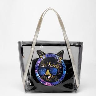 透明包包女夏2021新款 潮女包防水单肩包水晶沙滩包子母大包果冻包