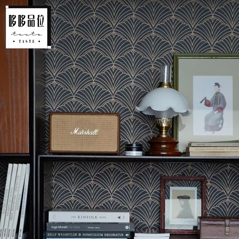 美式几何墙纸现代个性n扇形线条卧室书房轻奢时尚背景墙布DDPW428,家装主材,定制壁画,淘宝优惠券,粉丝福利购,淘宝优惠卷