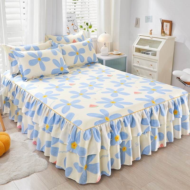 床罩2023夏款纯棉夏季带裙边B的床单单件床裙款防滑款床笠家用