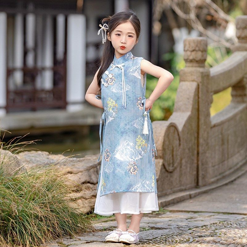 女童汉服夏季薄款古风旗袍裙洋气小女孩新中式超仙甜美唐装演出服,童装/婴儿装/亲子装,汉服,淘宝优惠券,粉丝福利购,淘宝优惠卷