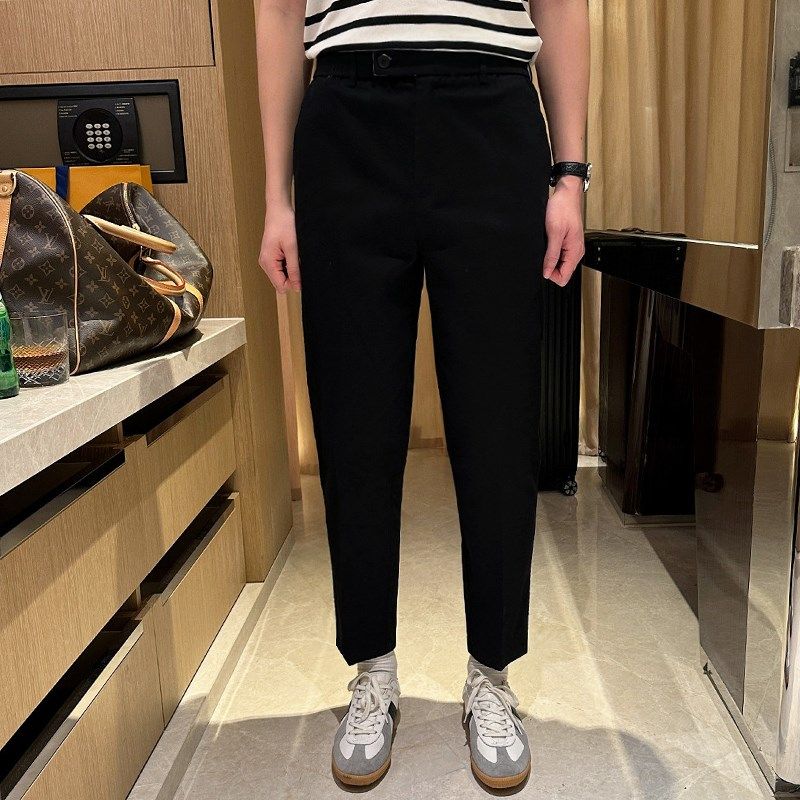 轻熟风简约白色松紧带裤子男高级黑色九分裤直M筒休闲裤男2024新,男装,休闲裤,淘宝优惠券,粉丝福利购,淘宝优惠卷