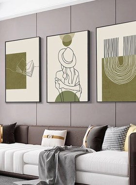 绿色小清新d客厅三联装饰画植物花卉沙发背景墙餐厅挂画新款温馨