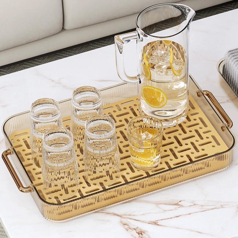 茶盘客厅茶几家用茶具茶杯沥水托盘小型2024新款轻奢现代塑料茶水