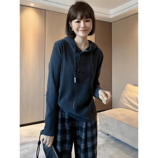 小衫 LM简约极简风慵懒极简风羊毛连帽针织衫 215356
