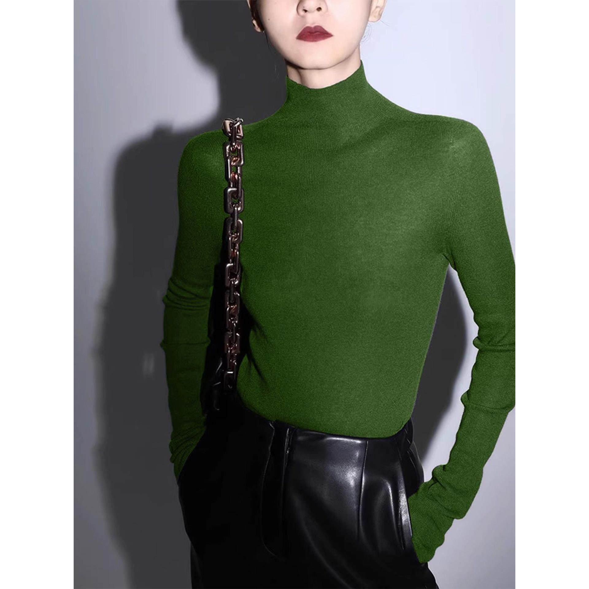 果绿色半高领打底衫女秋冬修身不起球毛衣小香风内搭针织衫上衣,户外/登山/野营/旅行用品,速干T恤,淘宝优惠券,粉丝福利购,淘宝优惠卷