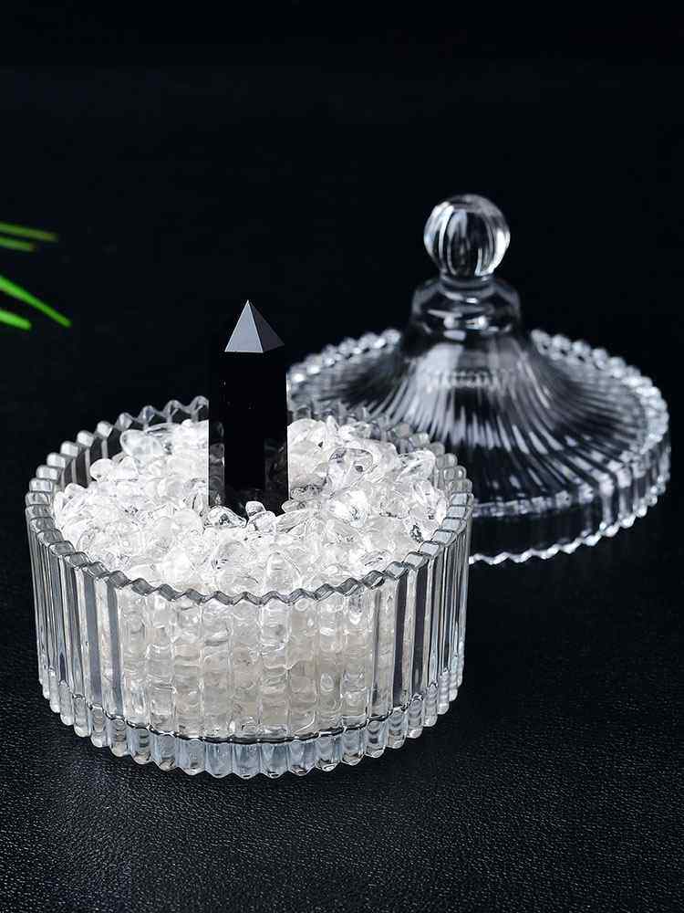 天然紫白粉黄水晶碎石摆件手链消磁石饰品容器收纳盒器皿消磁碗