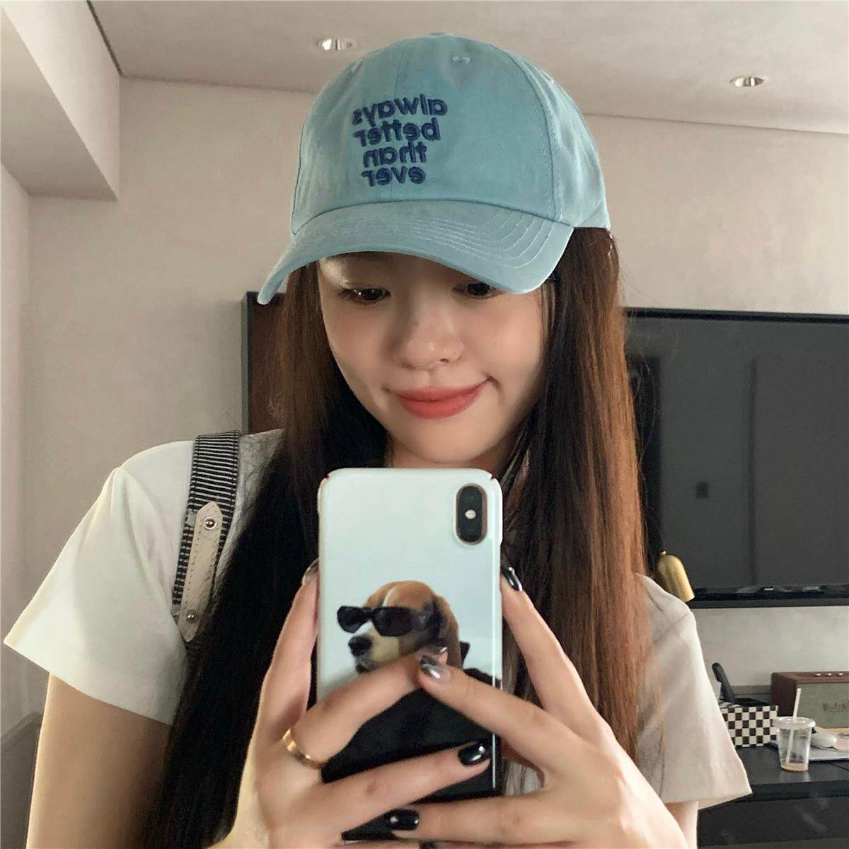 新款多巴胺字母刺绣棒球帽时尚百搭韩版显脸小帽子女秋季深顶宽檐