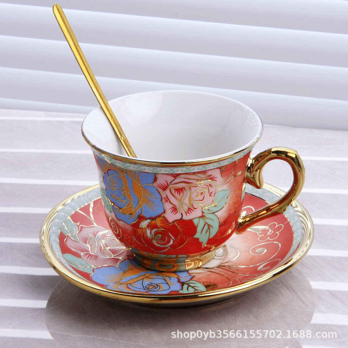 复古咖啡杯套装法式杯碟英式下午茶马克水杯家用咖啡杯陶瓷高颜值