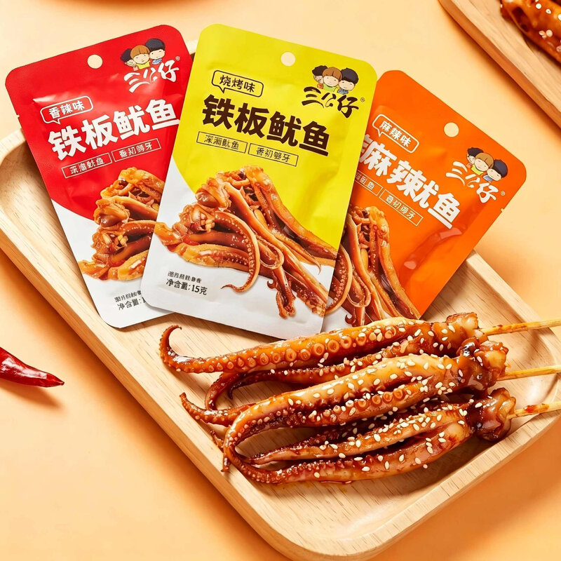 三公仔铁板鱿鱼爆炒鱿鱼便携小包装开袋即食休闲零食