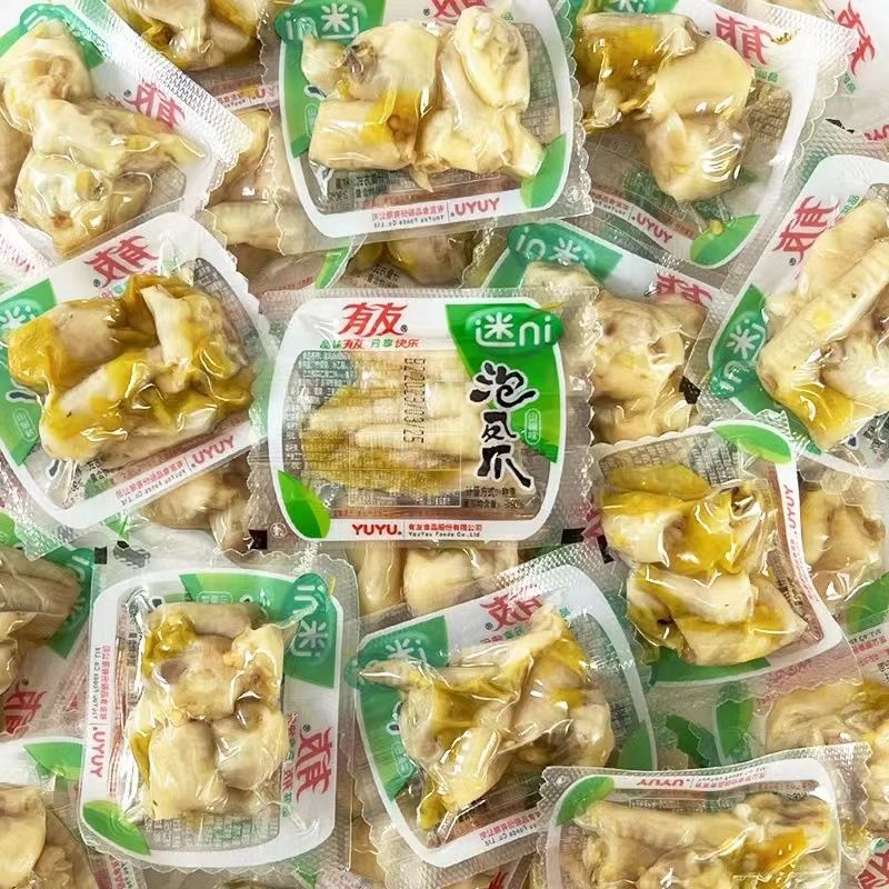 散称泡椒凤爪散装山椒小包装独立零食休闲鸡爪拉伸膜包装爆款