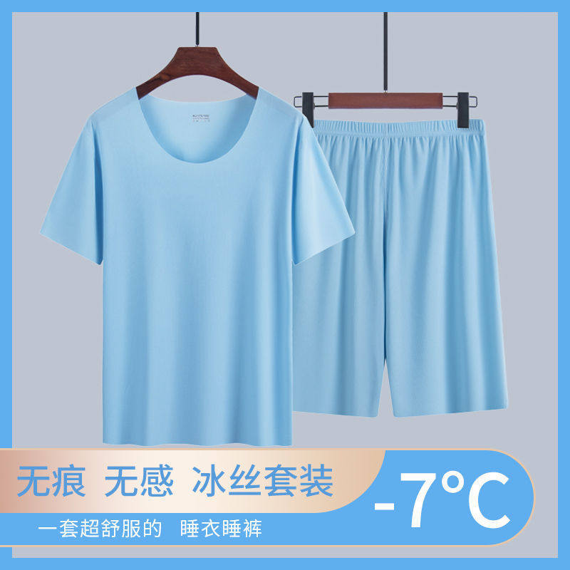 夏季薄款家居服无痕短袖男士睡衣
