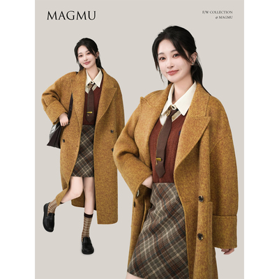 高级感中长款双面呢羊毛大衣气质