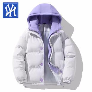 情侣款 奥特莱斯 秋冬爆款 保暖面包假两件连帽棉服 3折专区