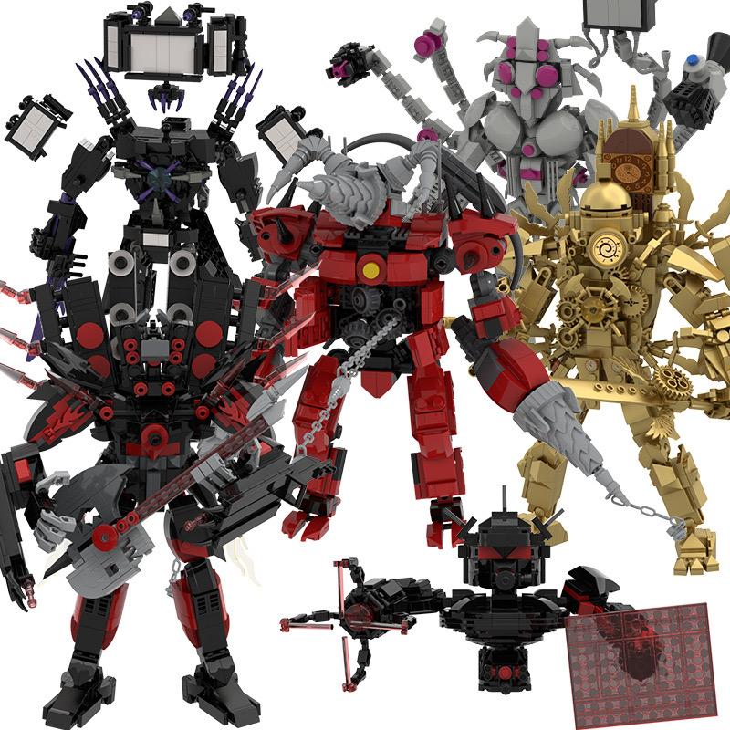 马桶人VS监控人积木手办泰坦时钟王电视人音响人男孩拼装玩具礼物