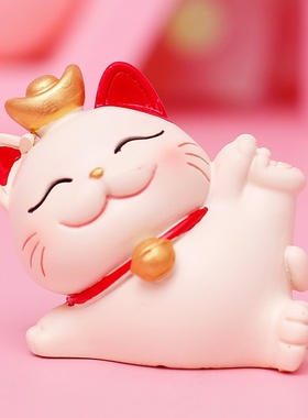 创意礼品招財猫汽车装饰摆件可爱猫咪蛋糕烘焙办公家居桌面礼品