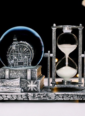 美式复古风摩天轮八音盒计时沙漏创意家居桌面树脂礼品装饰摆件