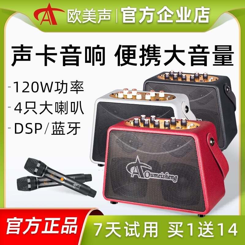 欧美声V1户外k歌音响广场舞直播专用手提便携小型蓝牙音箱电吹管