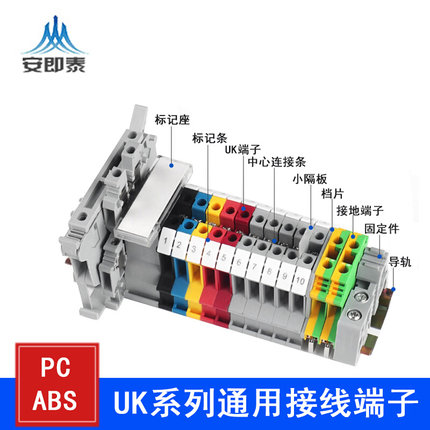 导轨式UK-2.5B接线端子排uk3/5/6/10n双层电压电流保险接地端子排