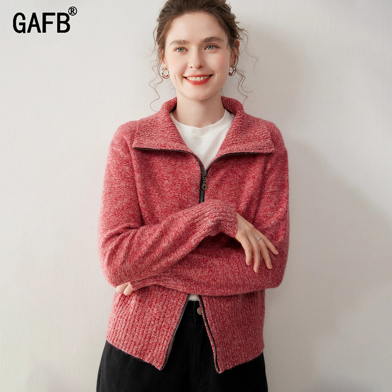 羊绒衫女2025秋冬季高翻领拉链