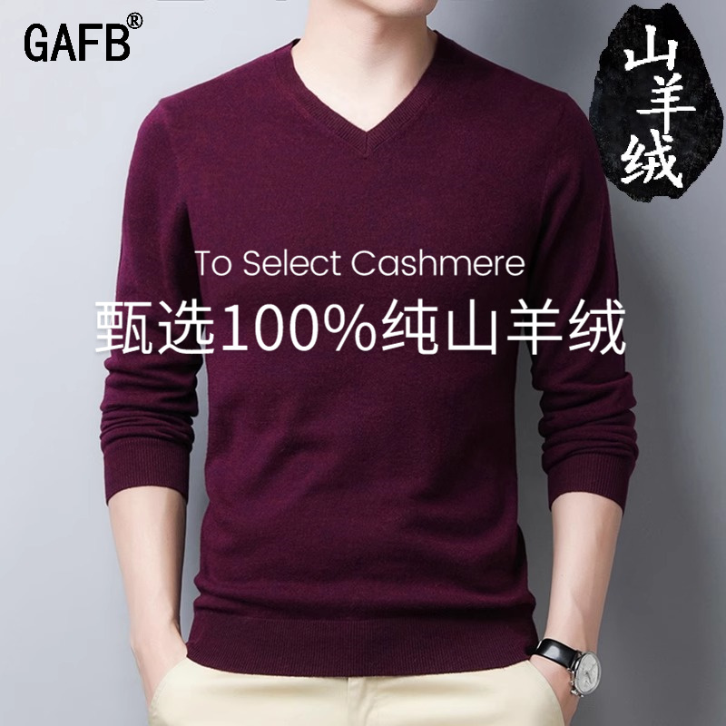 羊绒衫男士100纯羊绒2025秋冬V领