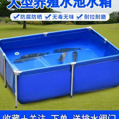 帆布鱼池加厚养鱼水池防水布专用带支架养殖锦鲤暂水箱游泳池