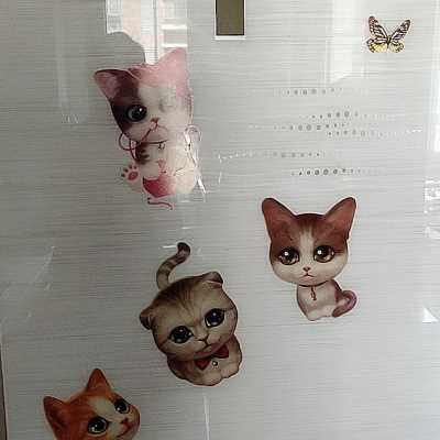 补洞墙贴猫咪动物瓷砖装饰遮挡钉眼厕所浴室卫生间贴纸防水墙贴画图片