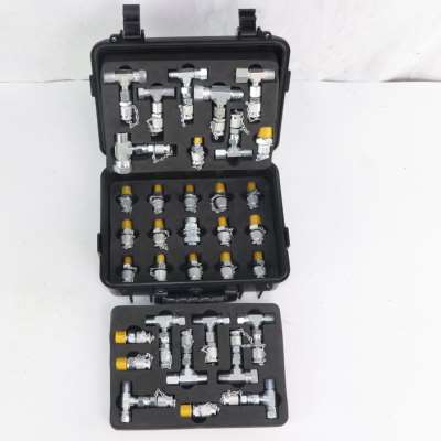 挖掘机测压三通接头先导测试压力表分配阀行走液压压力表快接全套