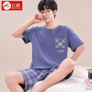 家居服薄款 休闲可外穿2025新款 男生大码 套装 纯棉睡衣夏季 男士 短袖