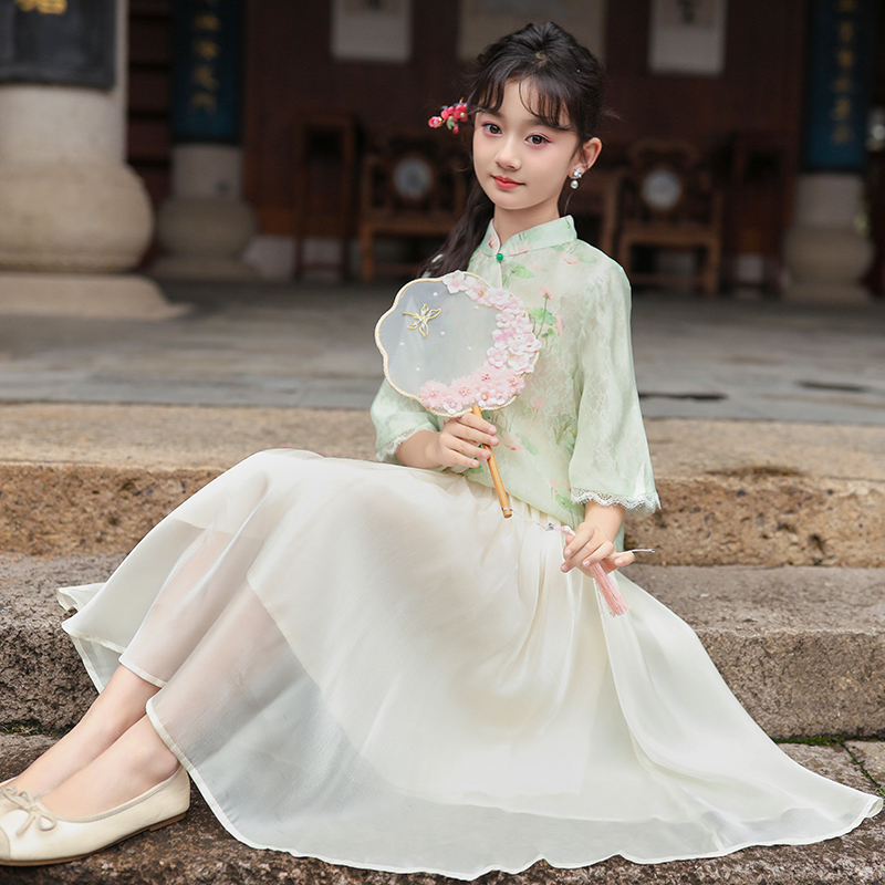 女童汉服国风套装2025新品夏日国学改良时髦潮酷服饰潮服外穿夏款