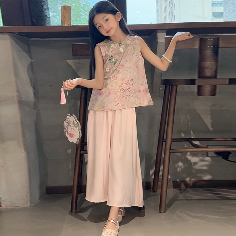 无袖套装女童夏外穿森系新品2025衣服服饰网红超好看超美夏装舒服