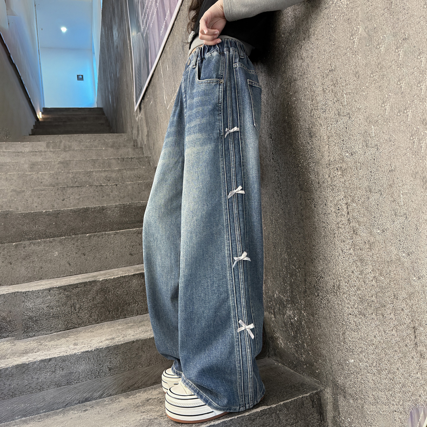 儿童休闲阔腿裤女孩衣服春秋装2025早秋简约百搭韩范春秋季痞帅